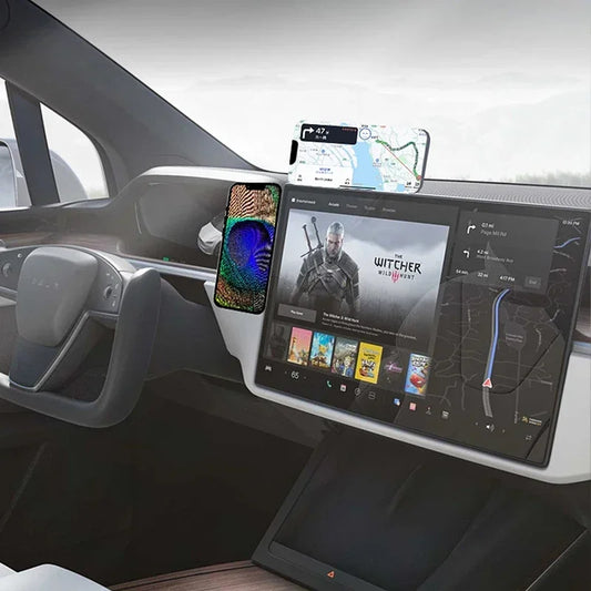 2025 Magnetic Laptop Phone Holder Computer Monitor Side Cell Phone Slim& Foldable For iPhone 14 13 12 Series Case and All Phone Red Magic