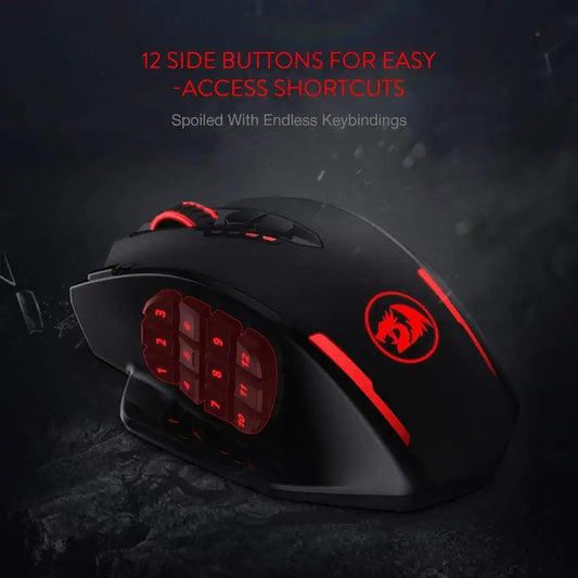 Redragon M913 Gaming 16000 DPI Wired 2.4Ghz Wireless RGB Optical Gamer Mice 16 Programmable Buttons, Black/White Mouse Red Magic