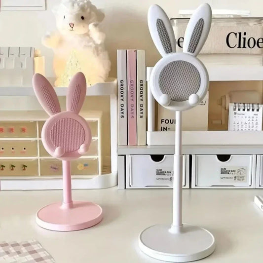 Hot The Cute Rabbit Mobile Phone Stand Desktop Holder Can Lift and Adjust the desktop Bracket For iPhone IPad Samsung Smartphone Red Magic