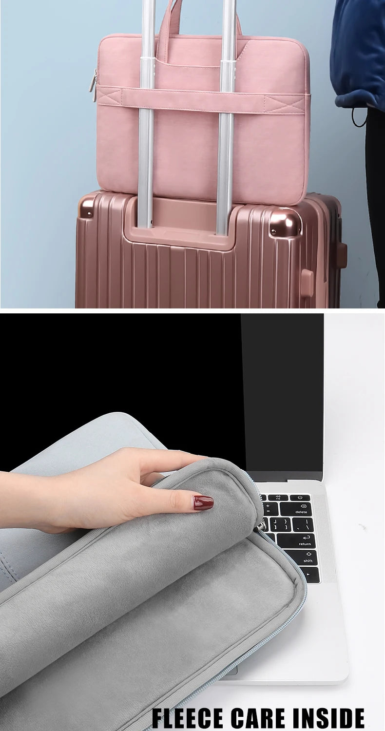 PU Leather women Laptop Bag Notebook Case Carrying Briefcase for Macbook Air 13.3 14 15.6 inch men Handbags shoulder sleeve Bag Red Magic