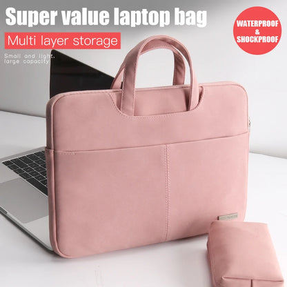 PU Leather women Laptop Bag Notebook Case Carrying Briefcase for Macbook Air 13.3 14 15.6 inch men Handbags shoulder sleeve Bag Red Magic