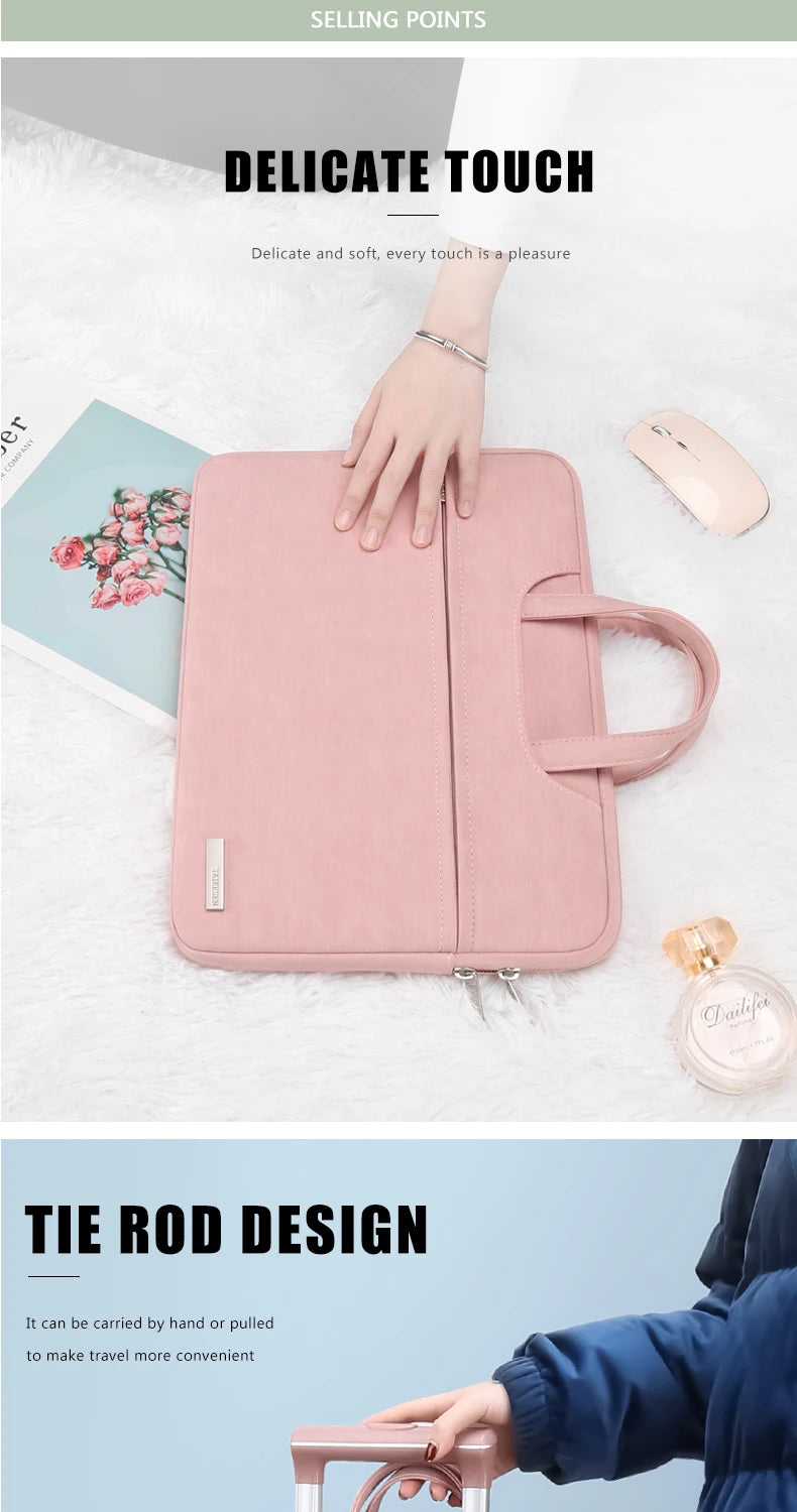 PU Leather women Laptop Bag Notebook Case Carrying Briefcase for Macbook Air 13.3 14 15.6 inch men Handbags shoulder sleeve Bag Red Magic