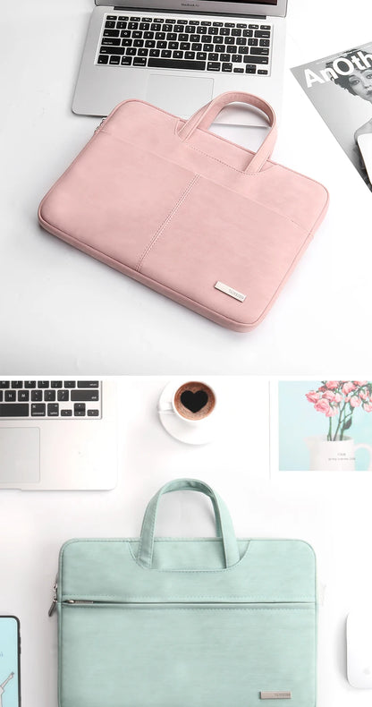 PU Leather women Laptop Bag Notebook Case Carrying Briefcase for Macbook Air 13.3 14 15.6 inch men Handbags shoulder sleeve Bag Red Magic