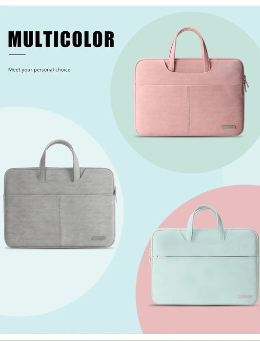 PU Leather women Laptop Bag Notebook Case Carrying Briefcase for Macbook Air 13.3 14 15.6 inch men Handbags shoulder sleeve Bag Red Magic