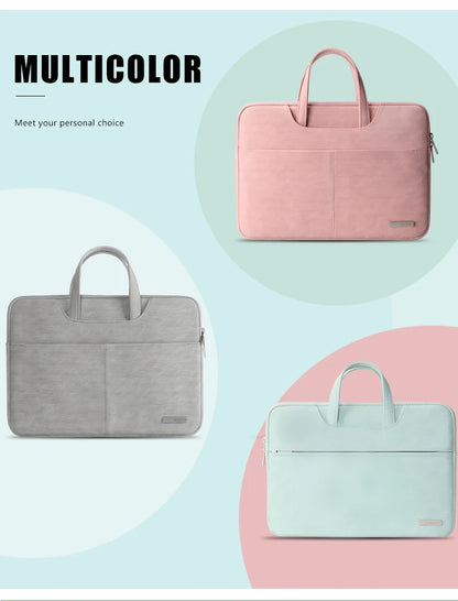 PU Leather women Laptop Bag Notebook Case Carrying Briefcase for Macbook Air 13.3 14 15.6 inch men Handbags shoulder sleeve Bag Red Magic