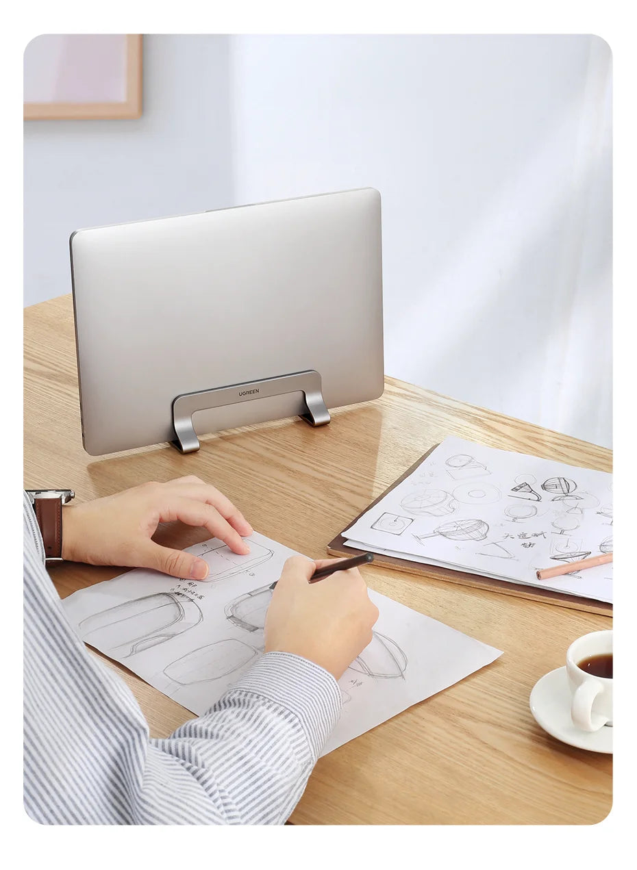 UGREEN Vertical Laptop Stand Holder For MacBook Air Pro Aluminum Foldable Notebook Stand Laptop Support MacBook Pro Tablet Stand Red Magic