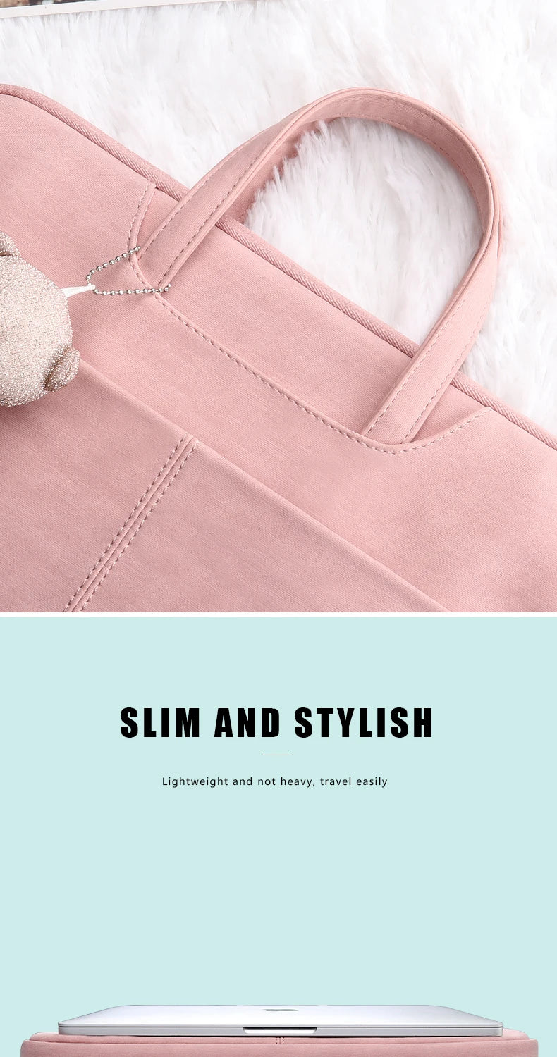 PU Leather women Laptop Bag Notebook Case Carrying Briefcase for Macbook Air 13.3 14 15.6 inch men Handbags shoulder sleeve Bag Red Magic