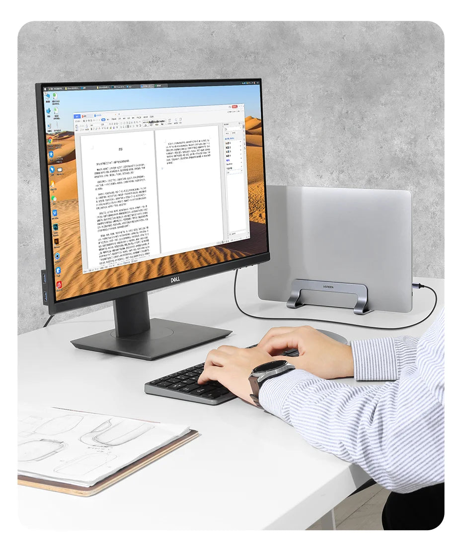 UGREEN Vertical Laptop Stand Holder For MacBook Air Pro Aluminum Foldable Notebook Stand Laptop Support MacBook Pro Tablet Stand Red Magic