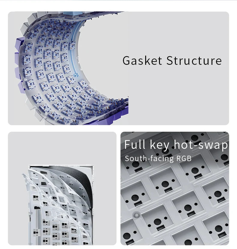 Ajazz AK820/AK820Pro Gaming Mechanical Keyboard Bluetooth 5.1/Wireless/C-Wired Customized Keyboard with Knob Hot Swapping Gasket Red Magic