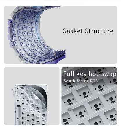 Ajazz AK820/AK820Pro Gaming Mechanical Keyboard Bluetooth 5.1/Wireless/C-Wired Customized Keyboard with Knob Hot Swapping Gasket Red Magic