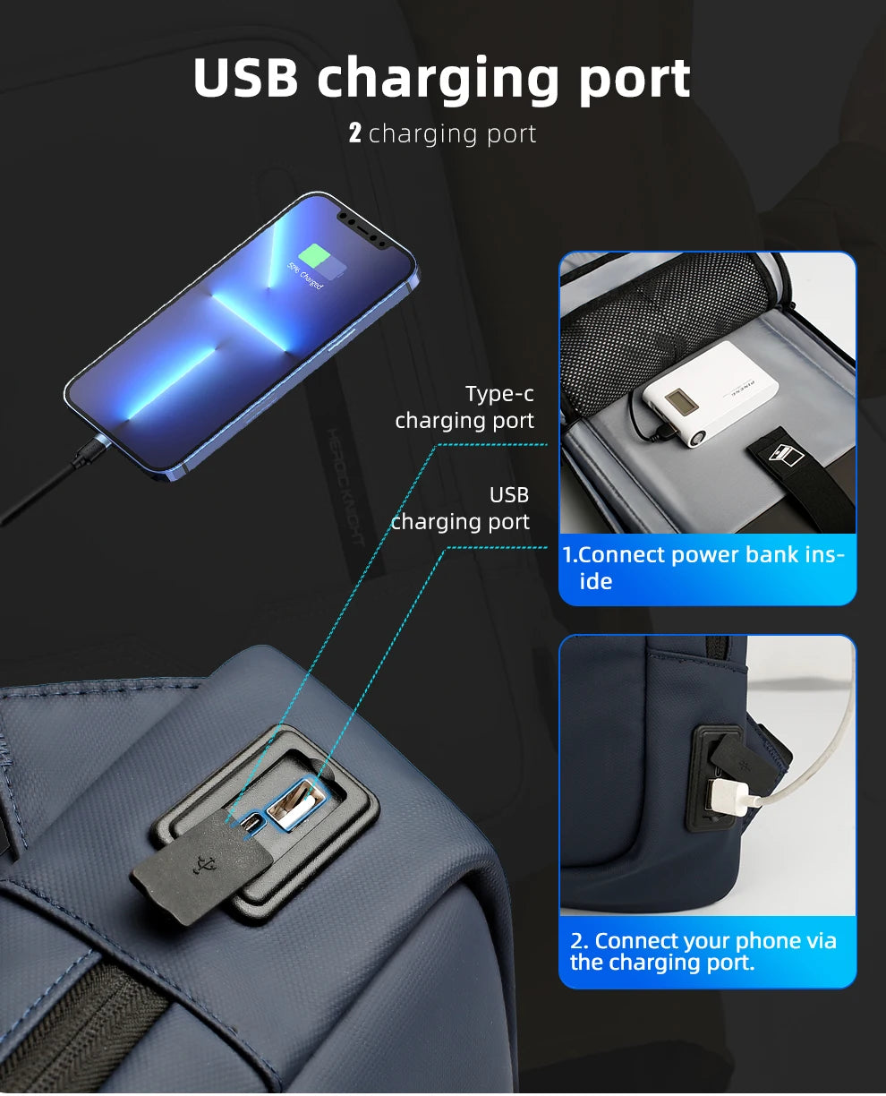 HK Slim Backpack For Men 15.6 Inch Laptop Bags Waterproof Minimalist Business Backpack With USB Charging Casual Travel Work Bag Red Magic