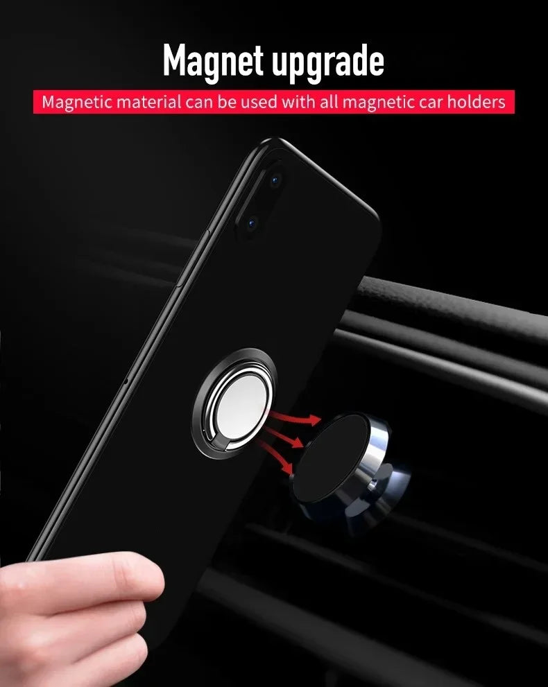 Finger Ring Holder Stand Grip 360 Rotating For Mobile Phone Car Magnetic Mount Phone Back Sticker Pad Unniversal Bracket Red Magic