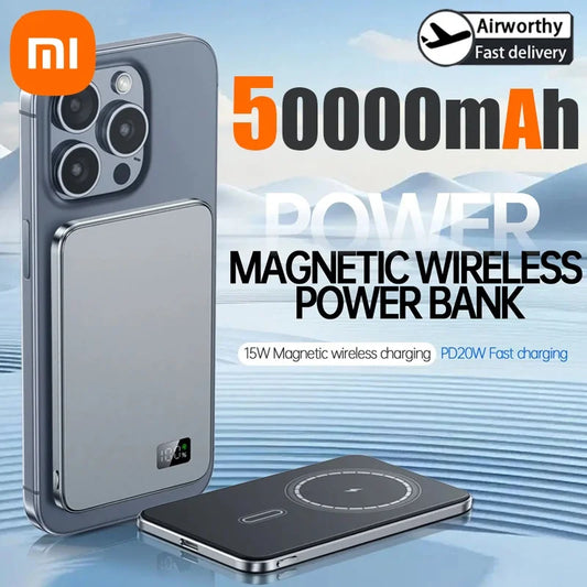 Xiaomi 500000mAh Portable Magnetic Wireless Power Bank PD22.5W Fast Charging External Battery for Magsafe For iPhone Samsung Red Magic