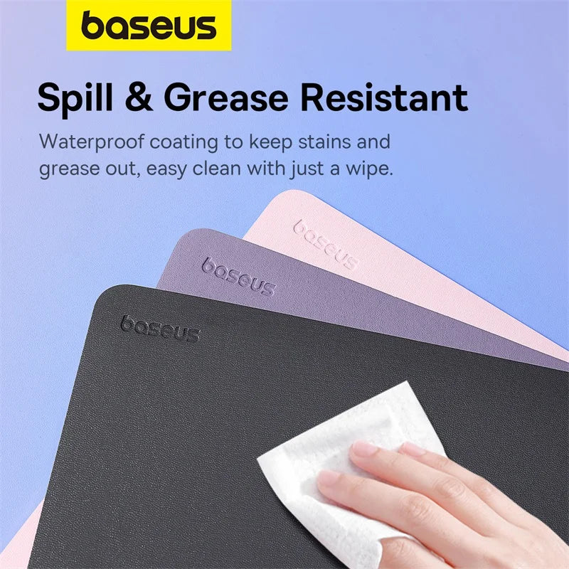 Baseus Simple Color PU Leather Mouse Mat Anti-slip Waterproof 26*21cm Mouse Pad School Supplies Office Accessories Desk Set Red Magic