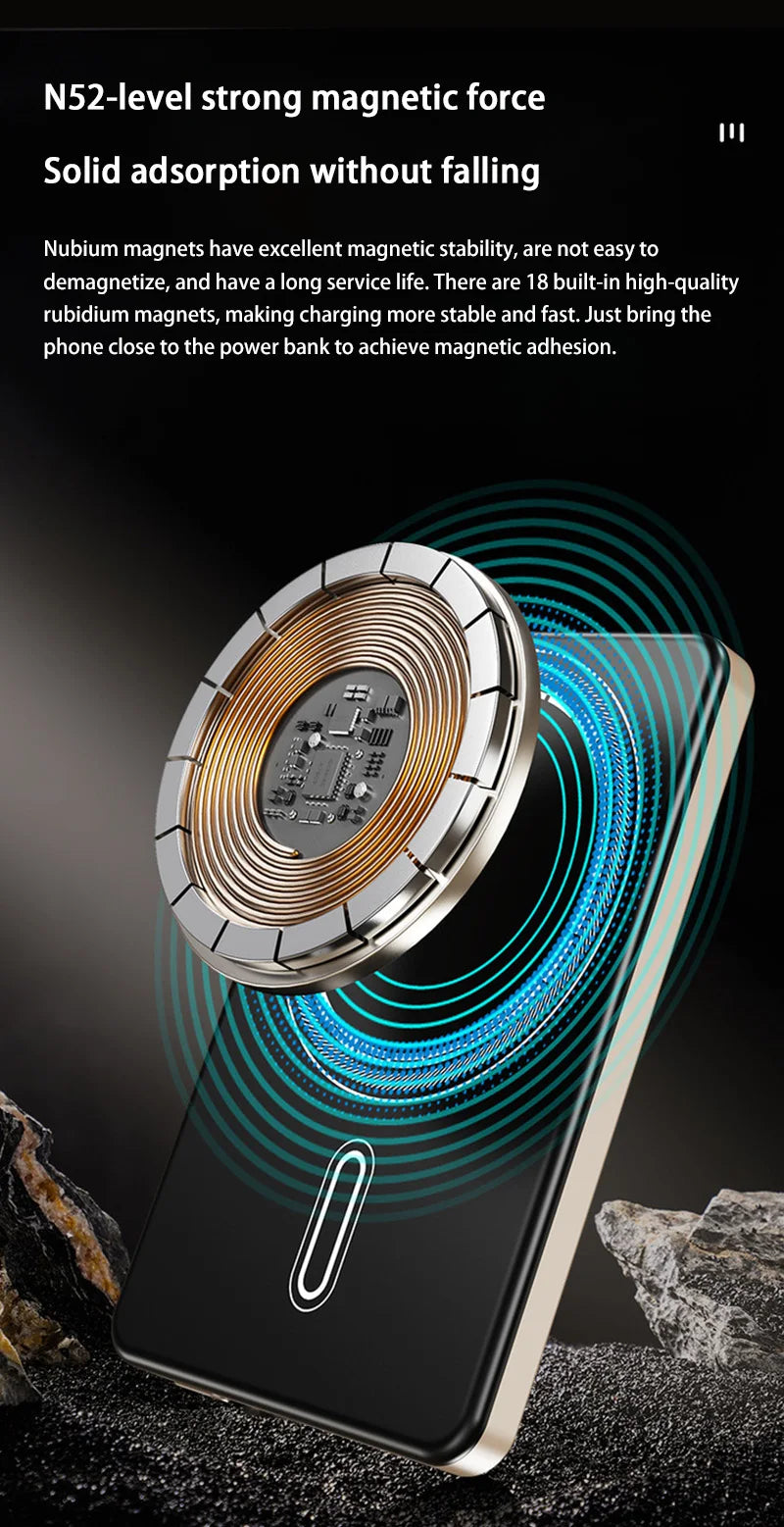 Xiaomi 500000mAh Magnetic Power Bank Portable Wireless PD22.5W Fast Charging External Battery for Magsafe For iPhone Samsung Red Magic