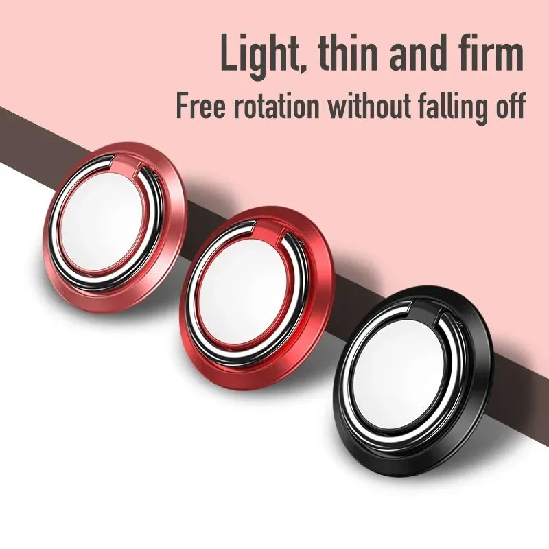 Finger Ring Holder Stand Grip 360 Rotating For Mobile Phone Car Magnetic Mount Phone Back Sticker Pad Unniversal Bracket Red Magic