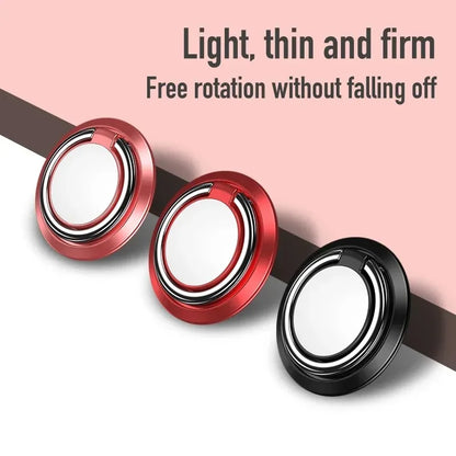 Finger Ring Holder Stand Grip 360 Rotating For Mobile Phone Car Magnetic Mount Phone Back Sticker Pad Unniversal Bracket Red Magic