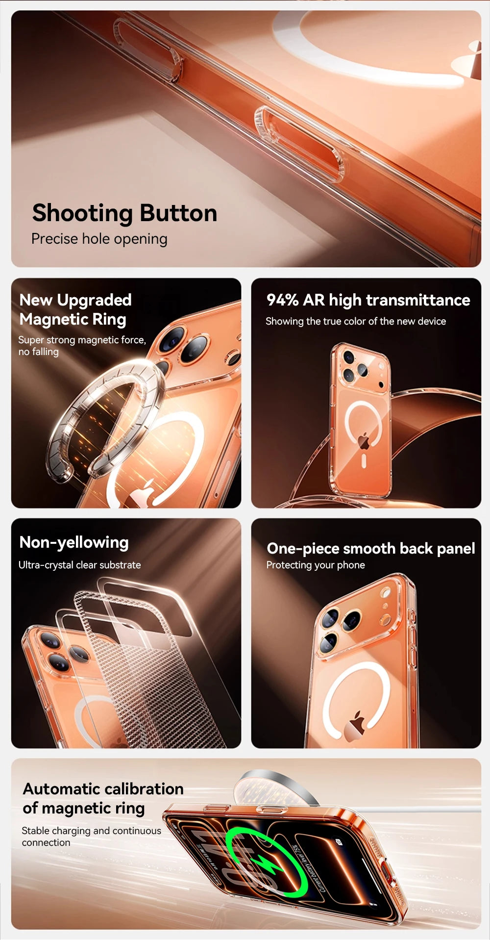 Joyroom Magnetic Case For iPhone 17 16 Pro Max Case Anti Yellow Transparent Cover For iPhone 17 Pro Wireless Charger Thin Cover Red Magic