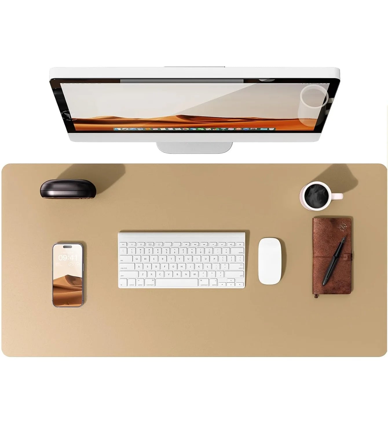 Large Mouse Pad,Office Desk Mat, Leather Desk Pad Protector, Non-Slip PU Leather Desk Blotter, Laptop Desk Pad Red Magic