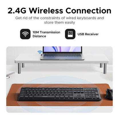 UGREEN 2.4G Wireless Keyboard 104 Keys Ultra-Slim US RU Layout Wireless Keyboard Black for PC Laptop Desktop Setup Lord