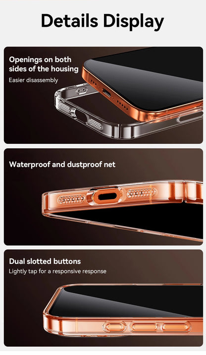 Joyroom Magnetic Case For iPhone 17 16 Pro Max Case Anti Yellow Transparent Cover For iPhone 17 Pro Wireless Charger Thin Cover Red Magic