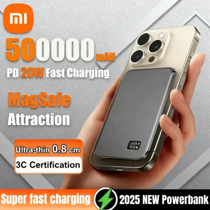 Xiaomi 500000mAh Portable Magnetic Wireless Power Bank PD22.5W Fast Charging External Battery for Magsafe For iPhone Samsung Red Magic