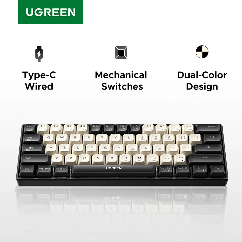 UGREEN Mechanical Keyboard 61 PBT Keycaps Wired Keyboard Russian/EN for Desktop Laptop Windows Mac OS Gaming Setup Lord