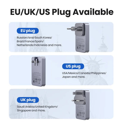 UGREEN 65W GaN Charger Quick Charge 4.0 3.0 USB C Charger For iPhone 17 16 15 Pro PD 3.0 Fast Charger For Macbook Laptop Tablet Setup Lord