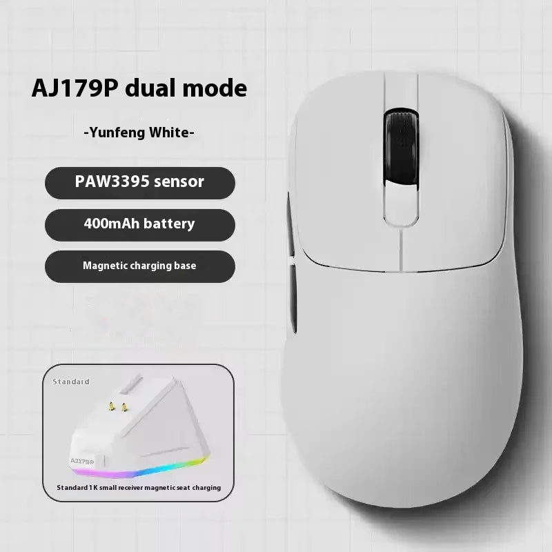 Ajazz Aj179 APEX 8k Wireless Mouse PAW3950 Sensor Three Mode Charging Base Gaming Mouse Lightweight Ergonomics 400mAh Pc Gamer Red Magic