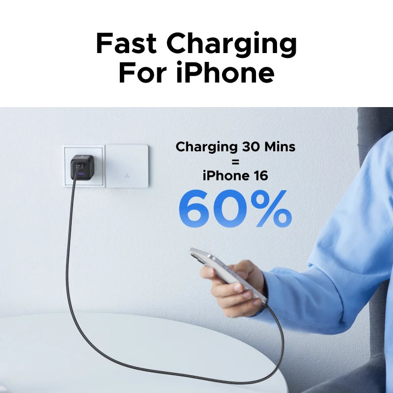 【EU Plug】UGREEN 45W/30W/25W/20W GaN Charger PD3.0 PPS QC3.0 USB C Fast Charger For iPhone 17 16 15 ProMax Samsung S25 iPad Air Setup Lord