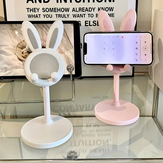 Hot The Cute Rabbit Mobile Phone Stand Desktop Holder Can Lift and Adjust the desktop Bracket For iPhone IPad Samsung Smartphone Red Magic