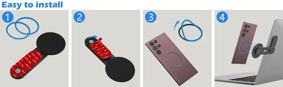 2025 Magnetic Laptop Phone Holder Computer Monitor Side Cell Phone Slim& Foldable For iPhone 14 13 12 Series Case and All Phone Red Magic