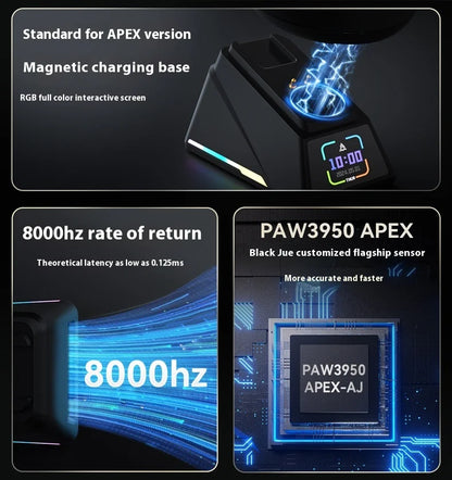 Ajazz Aj179 APEX 8k Wireless Mouse PAW3950 Sensor Three Mode Charging Base Gaming Mouse Lightweight Ergonomics 400mAh Pc Gamer Red Magic