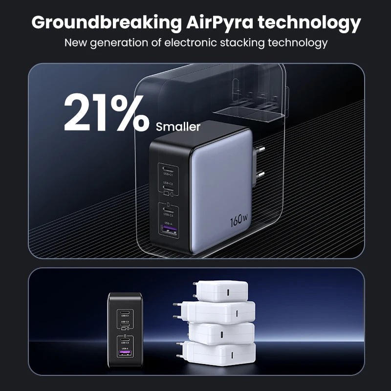 UGREEN 160W GaN Charger PD3.1 Type C For Macbook Pro Laptop USB Fast Charger QC4.0 3.0 Quick Charge For iPhone 17 Xiaomi Tablet Setup Lord