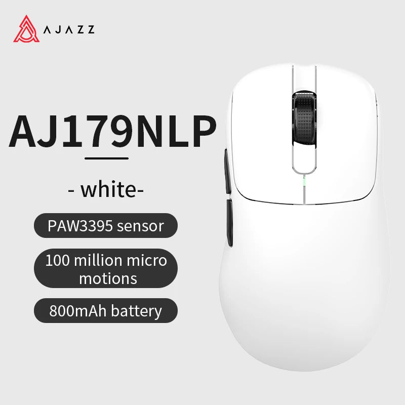 AJAZZ AJ179 PRO PAW3395 Lightweight Wired Wireless Mouse with Magnetic Charging Base Ergonomic Macro Gaming Mouse for PC Laptop Red Magic