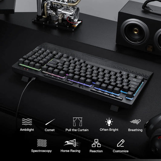 Redragon K515 Shiva RGB Membrane Gaming 98 Keys Mechanical Detachable Wrist Rest Smooth Linear Switch Keyboard Red Magic