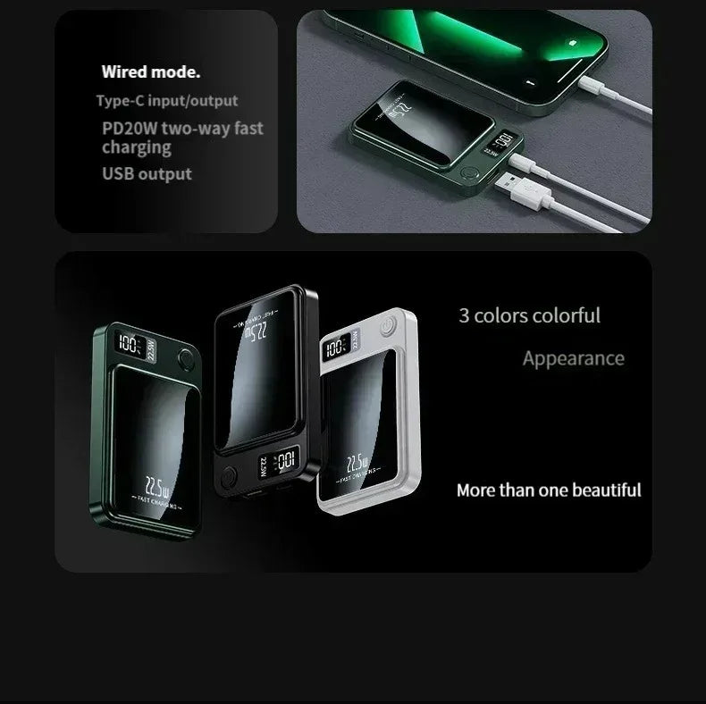 200000mAh ultra-large capacity  Fast Charging Xiaomi Magnetic Wireless Power Bank 22.5w Portable Type C Mini Power Bank For Ipho Red Magic