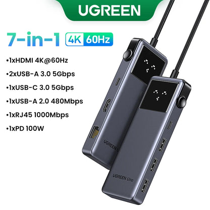UGREEN USB HUB Uno Type-C to 4K60Hz HDMI PD100W 10Gbps USB-A/USB-C Splitter for MacBook Air Pro Dell Laptop Accessories Docking Setup Lord