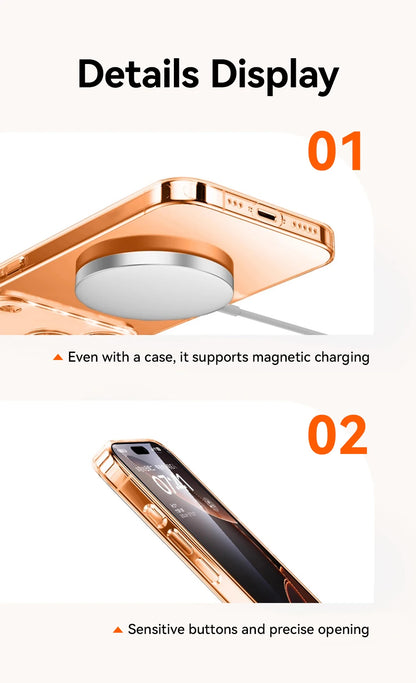 Joyroom For iPhone 17 16 15 Pro Max Case Lens Protection Anti-Yellow Case For iPhone 17 16 Pro Max Transparent Shockproof Cover Red Magic