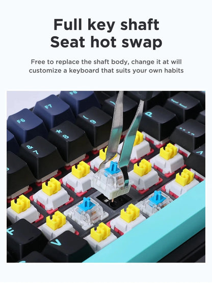 AULA F87Pro Mechanical Keyboard 2.4g/Usb/Bluetooth Tri Mode Wireless 87 Key 5 Layer Silencing Filling Suitable For Gaming+Typing Red Magic