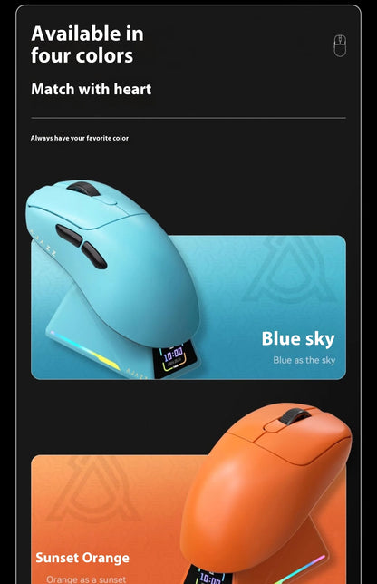 Ajazz Aj179 APEX 8k Wireless Mouse PAW3950 Sensor Three Mode Charging Base Gaming Mouse Lightweight Ergonomics 400mAh Pc Gamer Red Magic