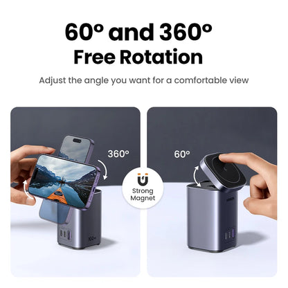 UGREEN GaN 100W Desktop Charger MFi Magnetic Wireless Charger for iPhone 17 16 15 Fast Charger Power Station for Laptop Notebook Setup Lord