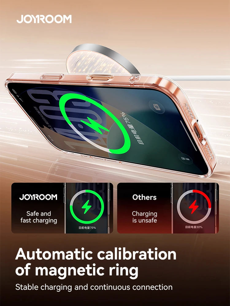 Joyroom Magnetic Case For iPhone 17 Pro Max Case Anti Yellow Transparent Cover For iPhone 17 Pro Max Wireless Charger Thin Cover Red Magic