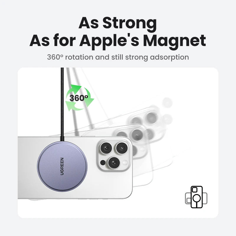 UGREEN 15W Magnetic Wireless Charger For iPhone 16 17 Pro Max Magnet Induction Charger Qi2 for Magsafe Wireless Charging Pad Setup Lord