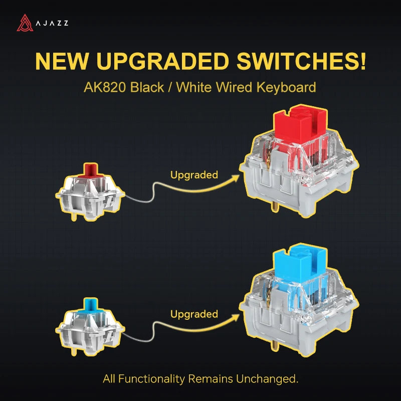 Ajazz AK820/AK820Pro Gaming Mechanical Keyboard Bluetooth 5.1/Wireless/C-Wired Customized Keyboard with Knob Hot Swapping Gasket Red Magic