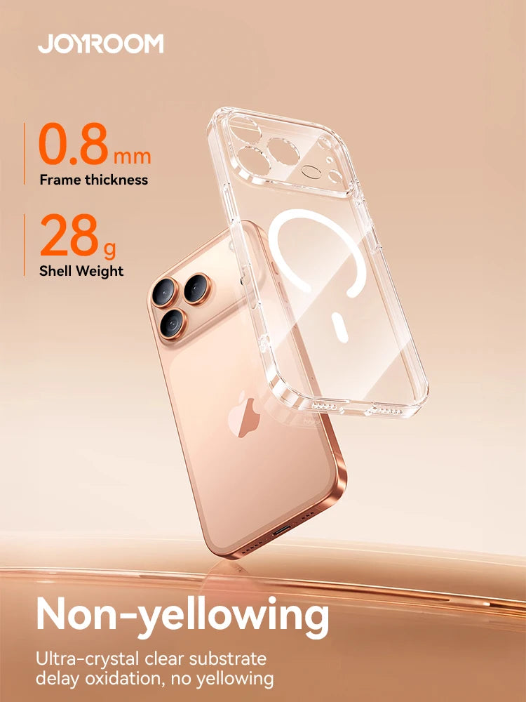 Joyroom Magnetic Case For iPhone 17 Pro Max Case Anti Yellow Transparent Cover For iPhone 17 Pro Max Wireless Charger Thin Cover Red Magic