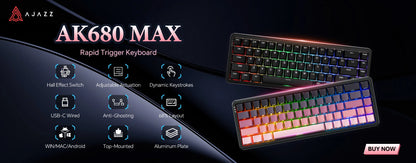 AJAZZ AK820 / AK820Pro Gaming Mechanical Keyboard 75% 82 Keys Wired Single Mode/Bluetooth Wireless Gamer Keyboard for Laptop PC Red Magic