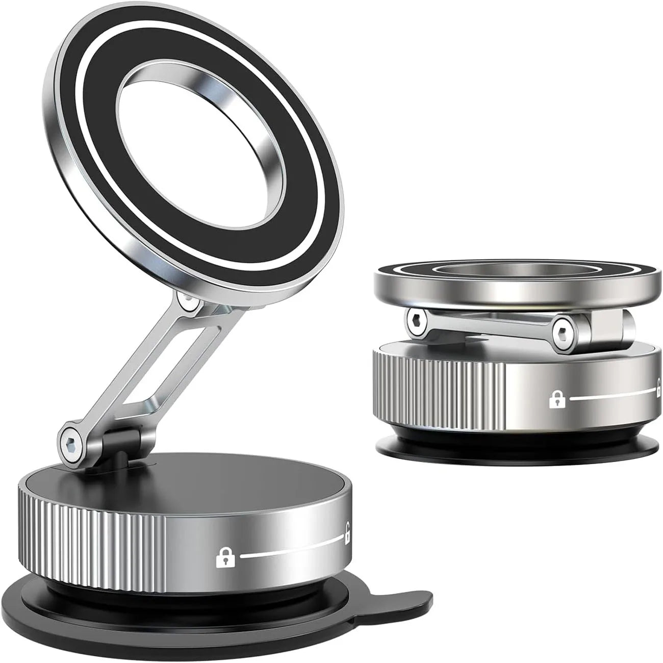 Upgraded Aluminum Alloy Vacuum Magnetic Car Phone Holder with 360° Rotation & Foldable Design Strong Magnetic Absorption Setup Lord