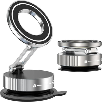 Upgraded Aluminum Alloy Vacuum Magnetic Car Phone Holder with 360° Rotation & Foldable Design Strong Magnetic Absorption Setup Lord
