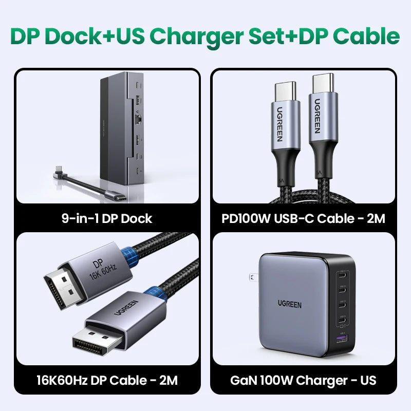 UGREEN Steam Deck Docking Station 10Gbps USB-C to 4K120Hz DisplayPort Gigabit RJ45 PD100W TF/SD for PC iPad Rog Ally/X Legion Go Setup Lord